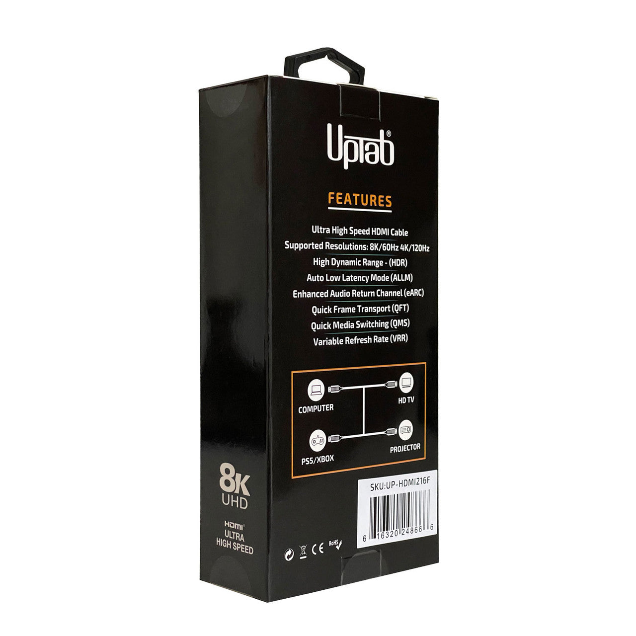 UPTab Ultra HD High Speed HDMI Cable (HDR 8K 48Gbps eARC) Dolby Vision & Dolby Atmos -Packaging