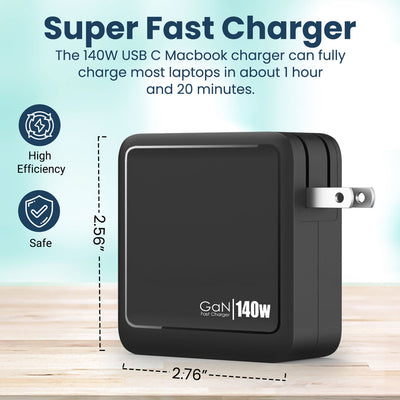 UPTab USB C 140W Laptop Charger, USB-C Fast Charger Compact, Dual USB C Ports GaN Tech, Type C PD 3.1 Wall Charger Adapter – Compatible with MacBook Pro, Lenovo, Dell XPS, iPhone 15 Plus/Pro Max, iPad